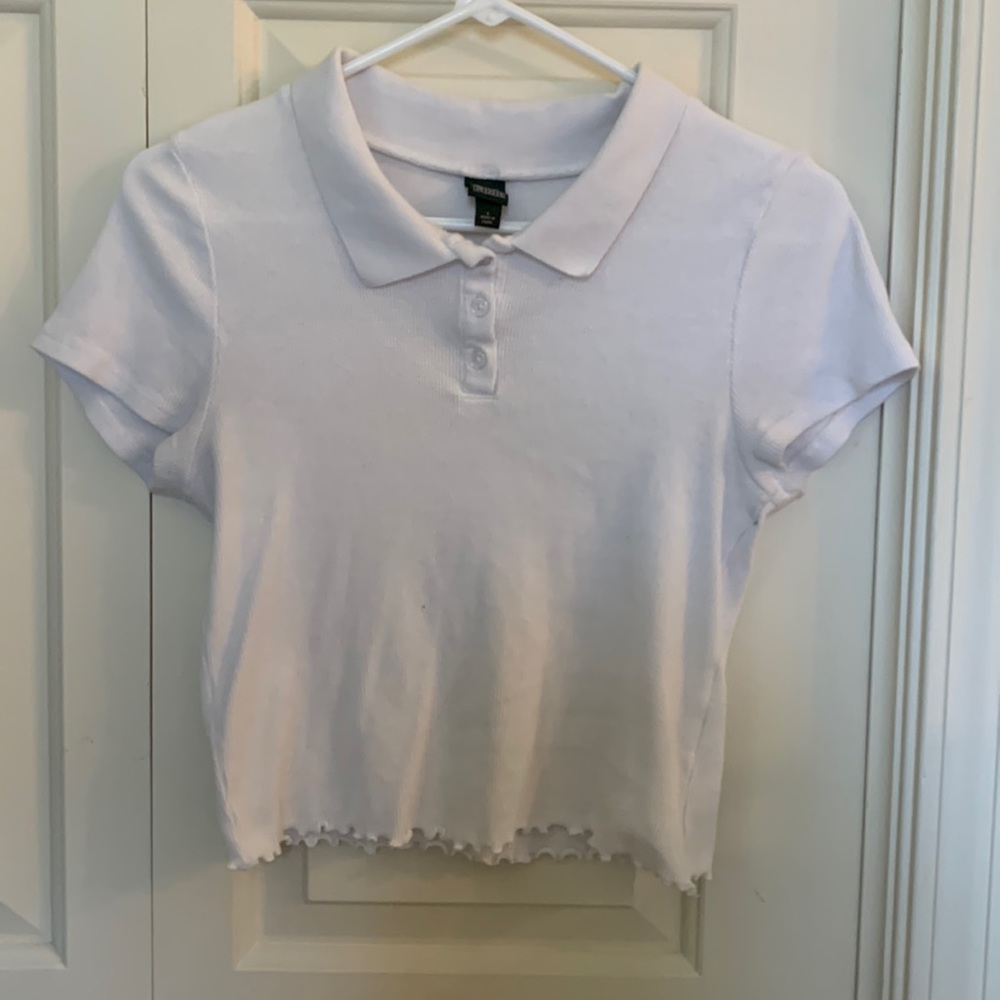 collared white crop top